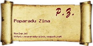 Poparadu Zina névjegykártya